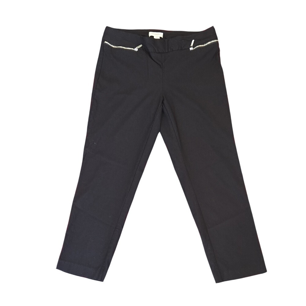 Carolina Belle Montreal Womens Black Stretch Pull On Dress Pants Size 8 Zipper
